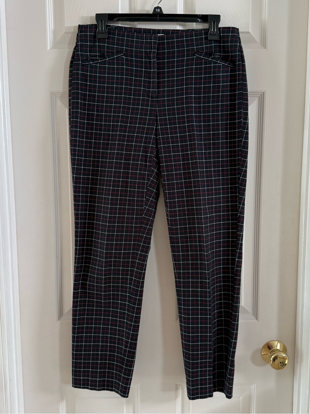 J. Jill Black Plaid Trousers with Red and White Windowpane